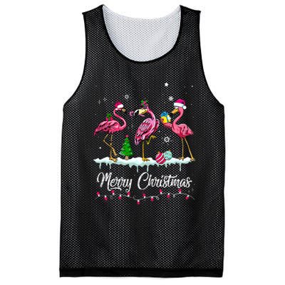 Merry Christmas Hat Santa Flamingo Snow Xmas Pajamas  Mesh Reversible Basketball Jersey Tank