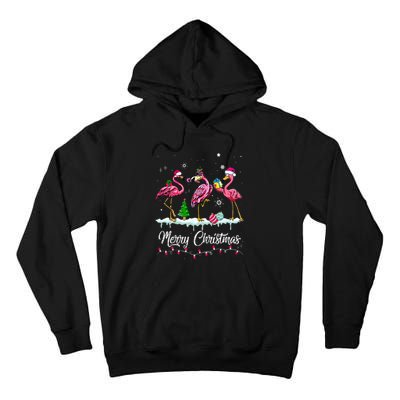 Merry Christmas Hat Santa Flamingo Snow Xmas Pajamas  Tall Hoodie