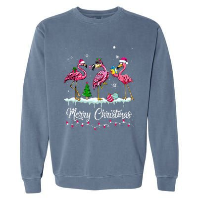 Merry Christmas Hat Santa Flamingo Snow Xmas Pajamas  Garment-Dyed Sweatshirt