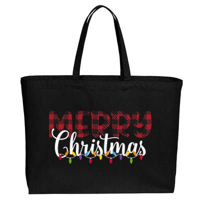 Merry Christmas Holiday Festive Cotton Canvas Jumbo Tote