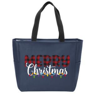 Merry Christmas Holiday Festive Zip Tote Bag