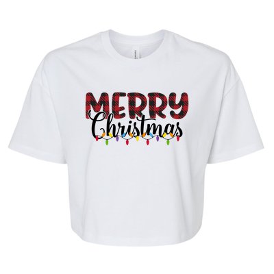 Merry Christmas Holiday Festive Bella+Canvas Jersey Crop Tee