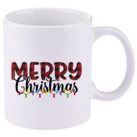 Merry Christmas Holiday Festive 11oz C Handle Ceramic Mug