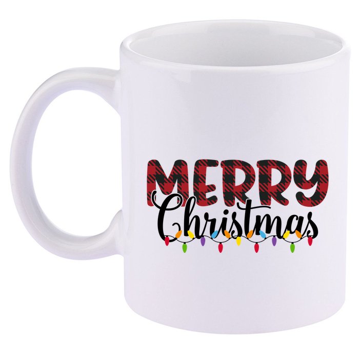 Merry Christmas Holiday Festive 11oz C Handle Ceramic Mug