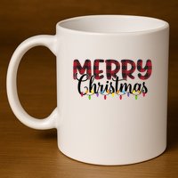 Merry Christmas Holiday Festive 11oz C Handle Ceramic Mug