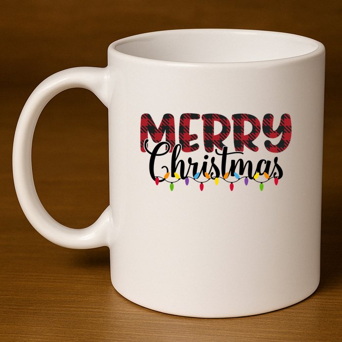 Merry Christmas Holiday Festive 11oz C Handle Ceramic Mug