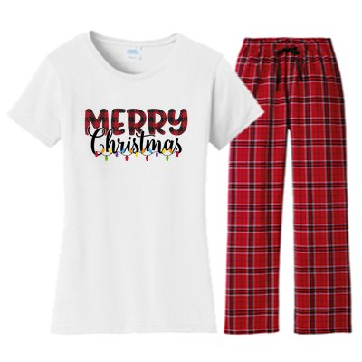 Merry Christmas Holiday Festive Women's Flannel Pajama Set