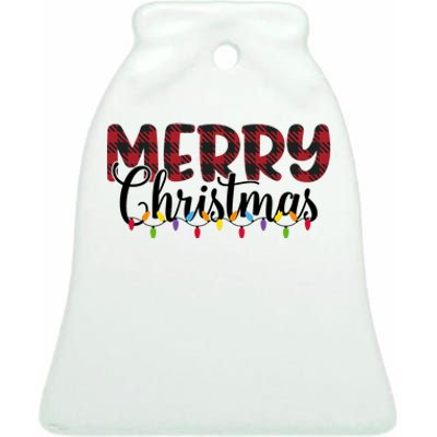 Merry Christmas Holiday Festive Ceramic Bell Ornament