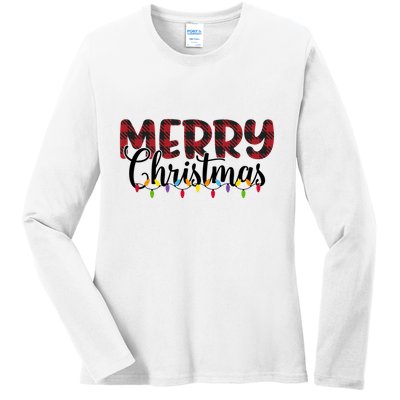 Merry Christmas Holiday Festive Ladies Long Sleeve Shirt