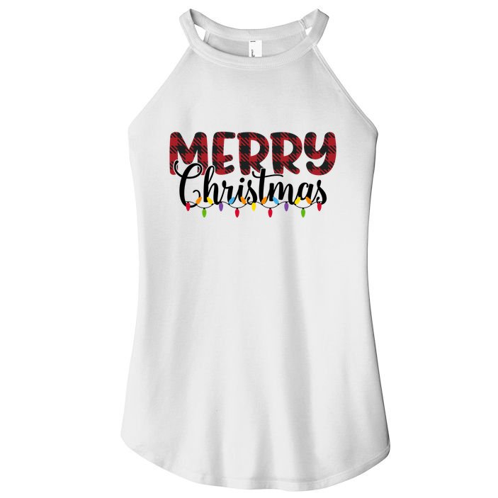 Merry Christmas Holiday Festive Women's Perfect Tri Rocker Tank