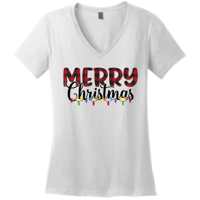 Merry Christmas Holiday Festive Women's V-Neck T-Shirt