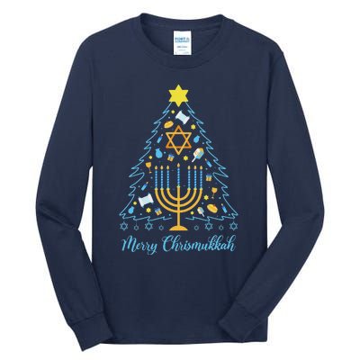 Merry Chrismukkah Holiday Hanukkah Pajama Family Matching Tall Long Sleeve T-Shirt