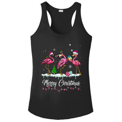 Merry Christmas Hat Santa Flamingo Snow Xmas Pajamas  Ladies PosiCharge Competitor Racerback Tank