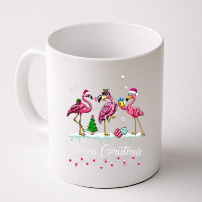 Merry Christmas Hat Santa Flamingo Snow Xmas Pajamas  Coffee Mug