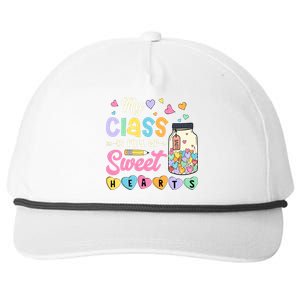 My Class Is Full Of Sweet Hearts Teacher Valentines Day Snapback Five-Panel Rope Hat