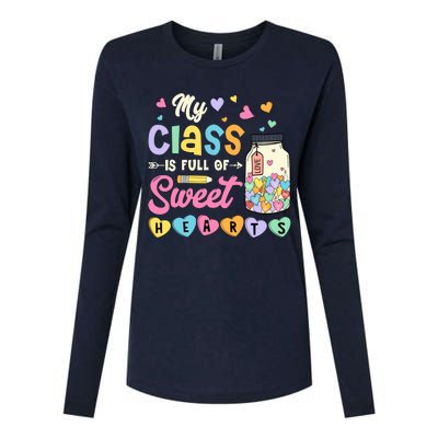 My Class Is Full Of Sweet Hearts Teacher Valentines Day Womens Cotton Relaxed Long Sleeve T-Shirt