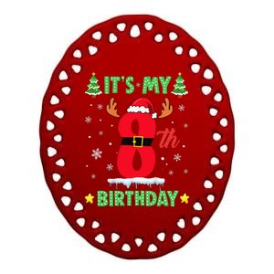 Merry Christmas ItS My 8th Birthday Xmas Ceramic Oval Ornament