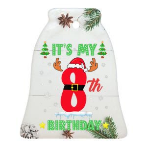 Merry Christmas ItS My 8th Birthday Xmas Ceramic Bell Ornament