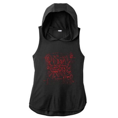 Misadventures Cover In Red Ladies PosiCharge Tri-Blend Wicking Draft Hoodie Tank