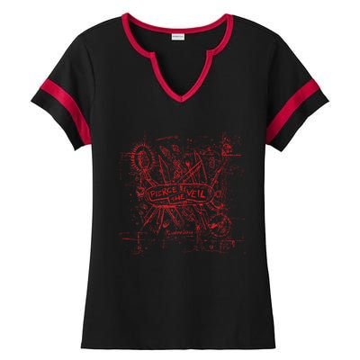 Misadventures Cover In Red Ladies Halftime Notch Neck Tee