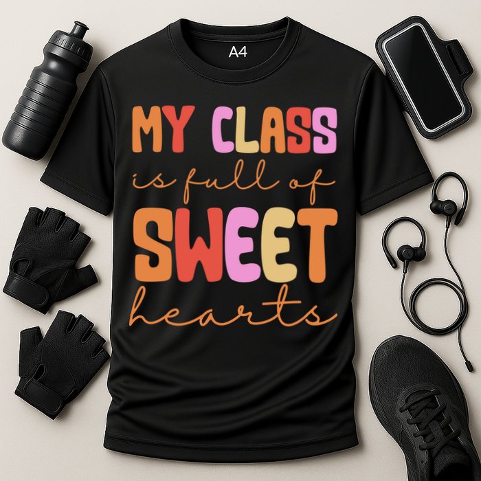 My Class Is Full Of Sweet Hearts Cute Valentine Teacher Cooling Performance Crew T-Shirt
