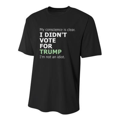 My Conscience Is Clear I DidnT Vote For Trump Youth Performance Sprint T-Shirt