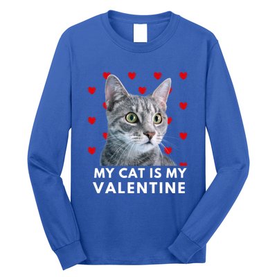 My Cat Is My Valentine Funny Grey Cat Valentines Day Gift Long Sleeve Shirt