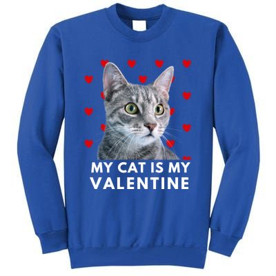 My Cat Is My Valentine Funny Grey Cat Valentines Day Gift Tall Sweatshirt