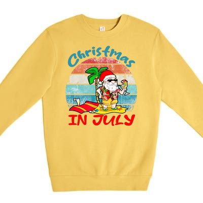 Merry Christmas In July Santa Beach Party Summer Vacation Premium Crewneck Sweatshirt