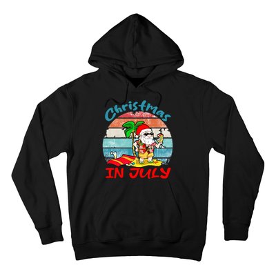 Merry Christmas In July Santa Beach Party Summer Vacation Hoodie