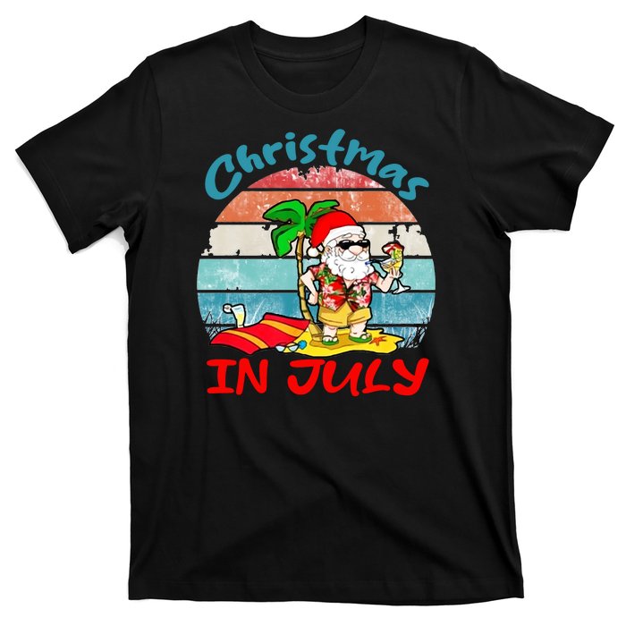 Merry Christmas In July Santa Beach Party Summer Vacation T-Shirt