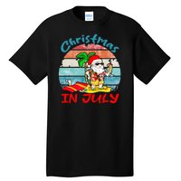 Merry Christmas In July Santa Beach Party Summer Vacation Tall T-Shirt