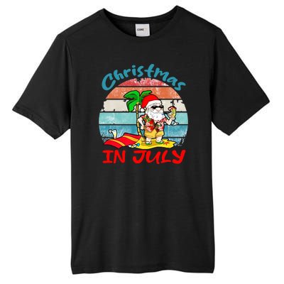 Merry Christmas In July Santa Beach Party Summer Vacation Tall Fusion ChromaSoft Performance T-Shirt