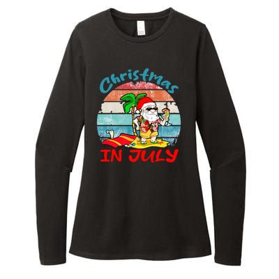 Merry Christmas In July Santa Beach Party Summer Vacation Womens CVC Long Sleeve Shirt