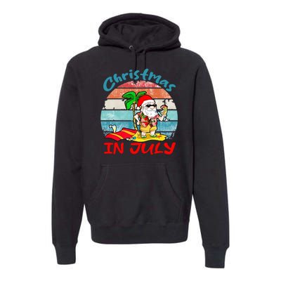 Merry Christmas In July Santa Beach Party Summer Vacation Premium Hoodie