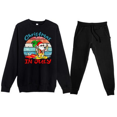 Merry Christmas In July Santa Beach Party Summer Vacation Premium Crewneck Sweatsuit Set