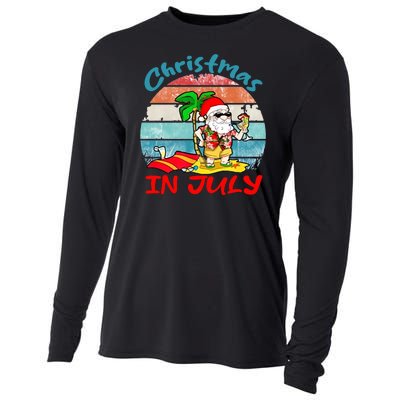 Merry Christmas In July Santa Beach Party Summer Vacation Cooling Performance Long Sleeve Crew