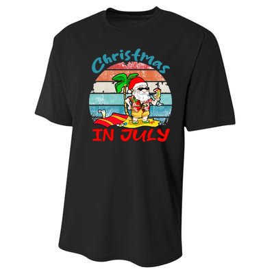 Merry Christmas In July Santa Beach Party Summer Vacation Performance Sprint T-Shirt