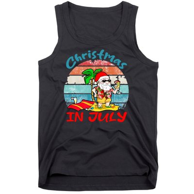 Merry Christmas In July Santa Beach Party Summer Vacation Tank Top