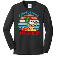 Merry Christmas In July Santa Beach Party Summer Vacation Kids Long Sleeve Shirt