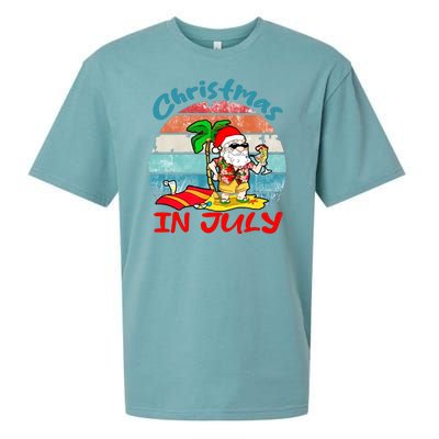 Merry Christmas In July Santa Beach Party Summer Vacation Sueded Cloud Jersey T-Shirt