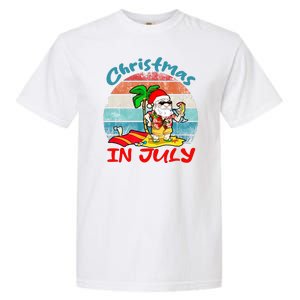 Merry Christmas In July Santa Beach Party Summer Vacation Garment-Dyed Heavyweight T-Shirt