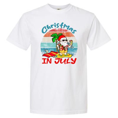 Merry Christmas In July Santa Beach Party Summer Vacation Garment-Dyed Heavyweight T-Shirt