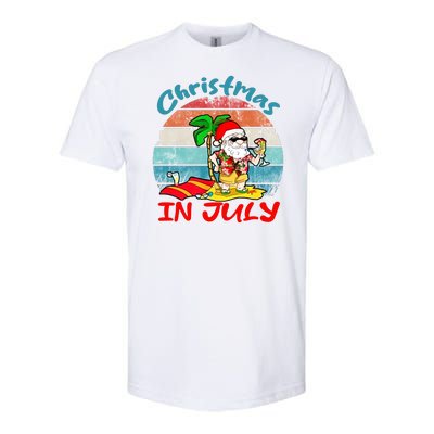 Merry Christmas In July Santa Beach Party Summer Vacation Softstyle CVC T-Shirt