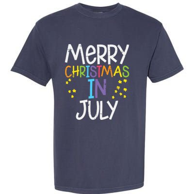 Merry Christmas In July Stars Summer Xmas Garment-Dyed Heavyweight T-Shirt