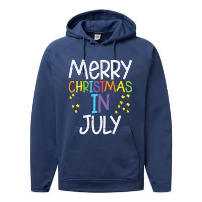 Merry Christmas In July Stars Summer Xmas Performance Fleece Hoodie