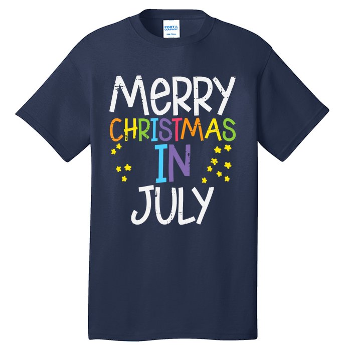 Merry Christmas In July Stars Summer Xmas Tall T-Shirt