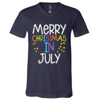 Merry Christmas In July Stars Summer Xmas V-Neck T-Shirt