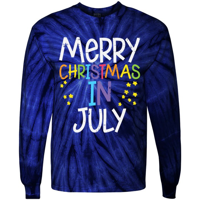 Merry Christmas In July Stars Summer Xmas Tie-Dye Long Sleeve Shirt