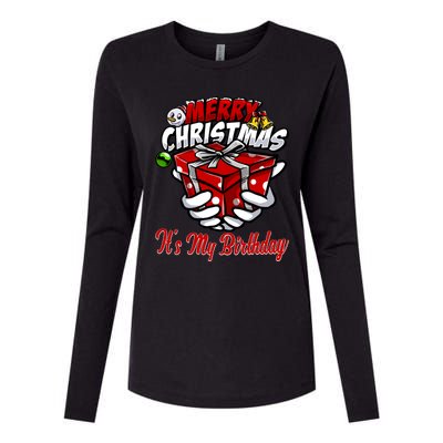 Merry Christmas ItS My Birthday Funny Christmas Gift Funny Gift Womens Cotton Relaxed Long Sleeve T-Shirt